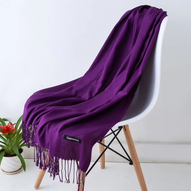 2019 New Luxury Brand Women Cashmere Solid Scarf