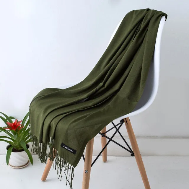 2019 New Luxury Brand Women Cashmere Solid Scarf