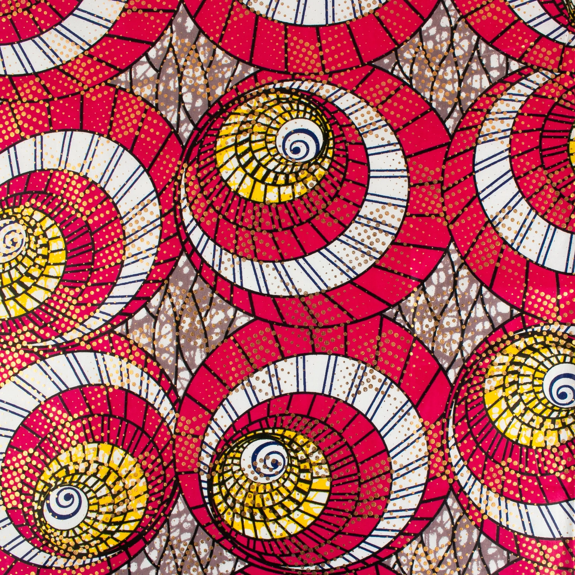 African Metallic Print - Cercles - Red