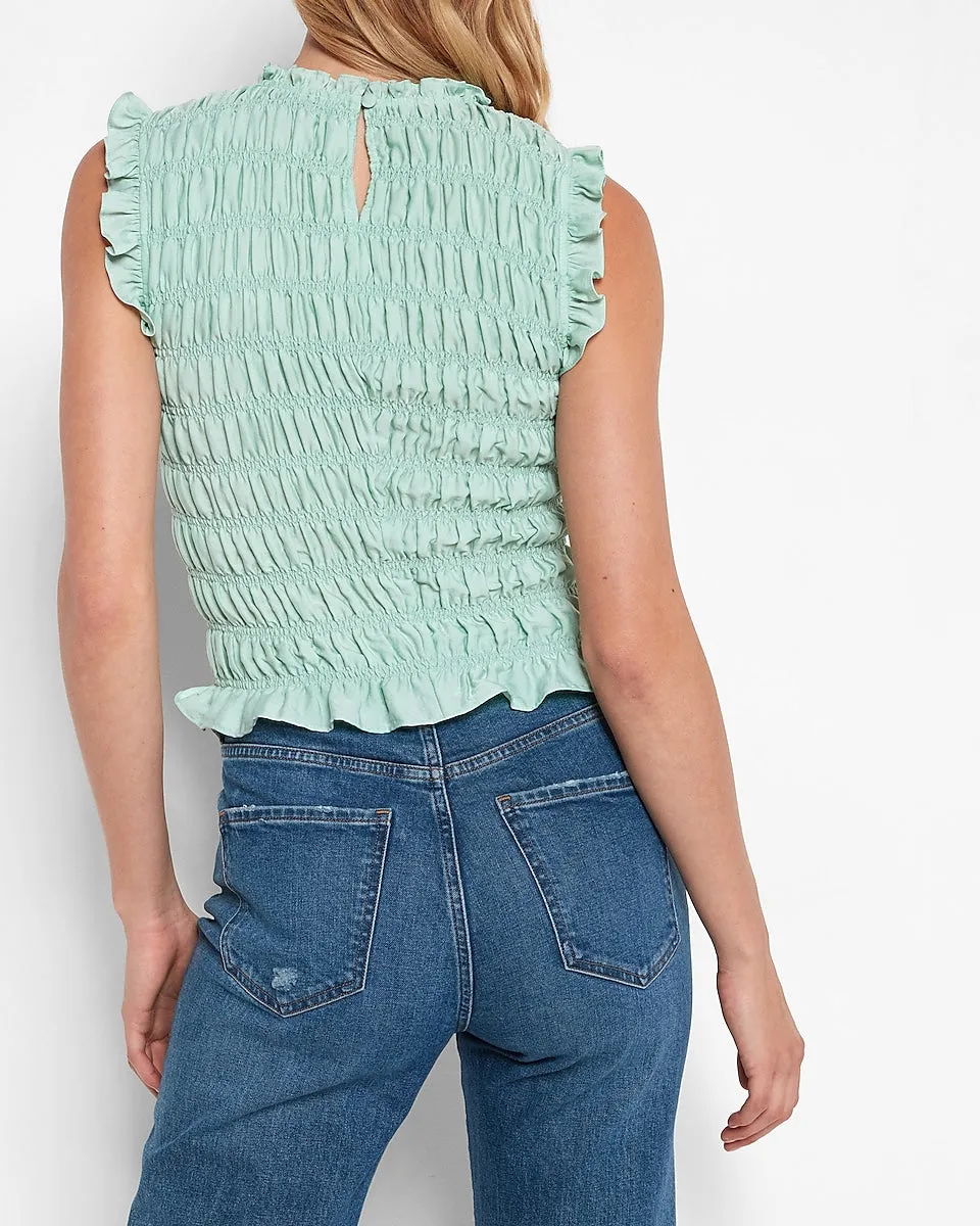 Allover Smocked Tank Top in Mint Halo