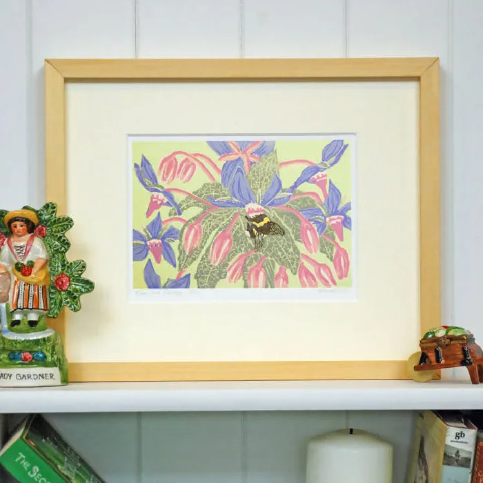 Bee and Borage - Limited Edition - Original Linocut Print