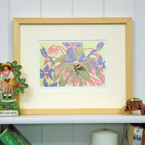 Bee and Borage - Limited Edition - Original Linocut Print