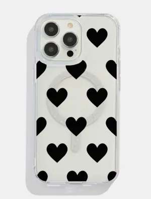 Black Heart Glitter MagSafe iPhone Case