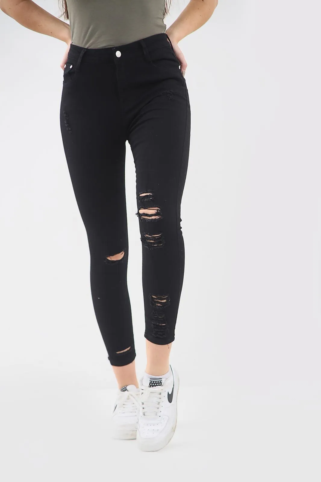 BLACK LADIES High Waisted Jeans (ripped)