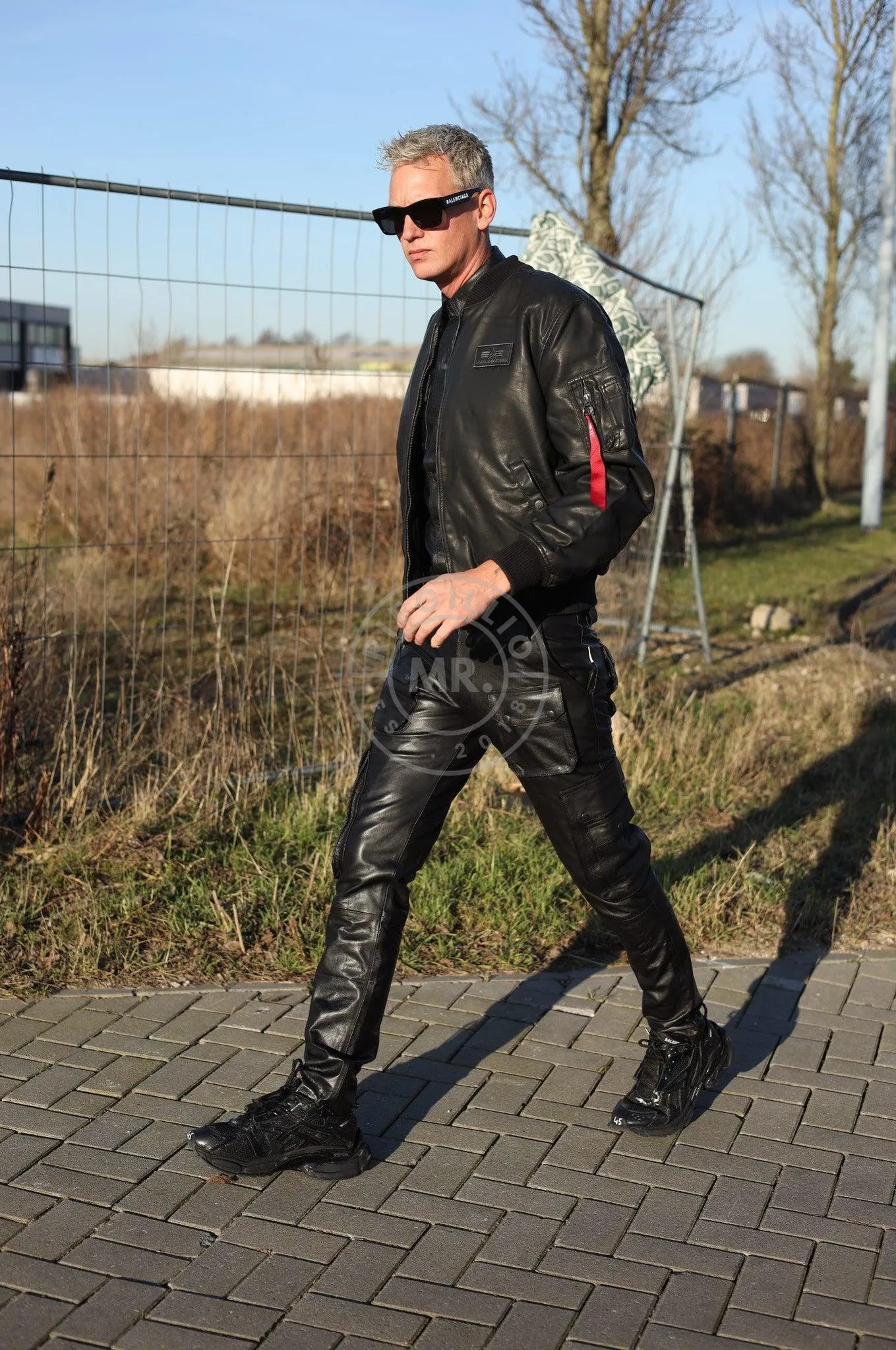 Black Leather Pants - Snap Pockets