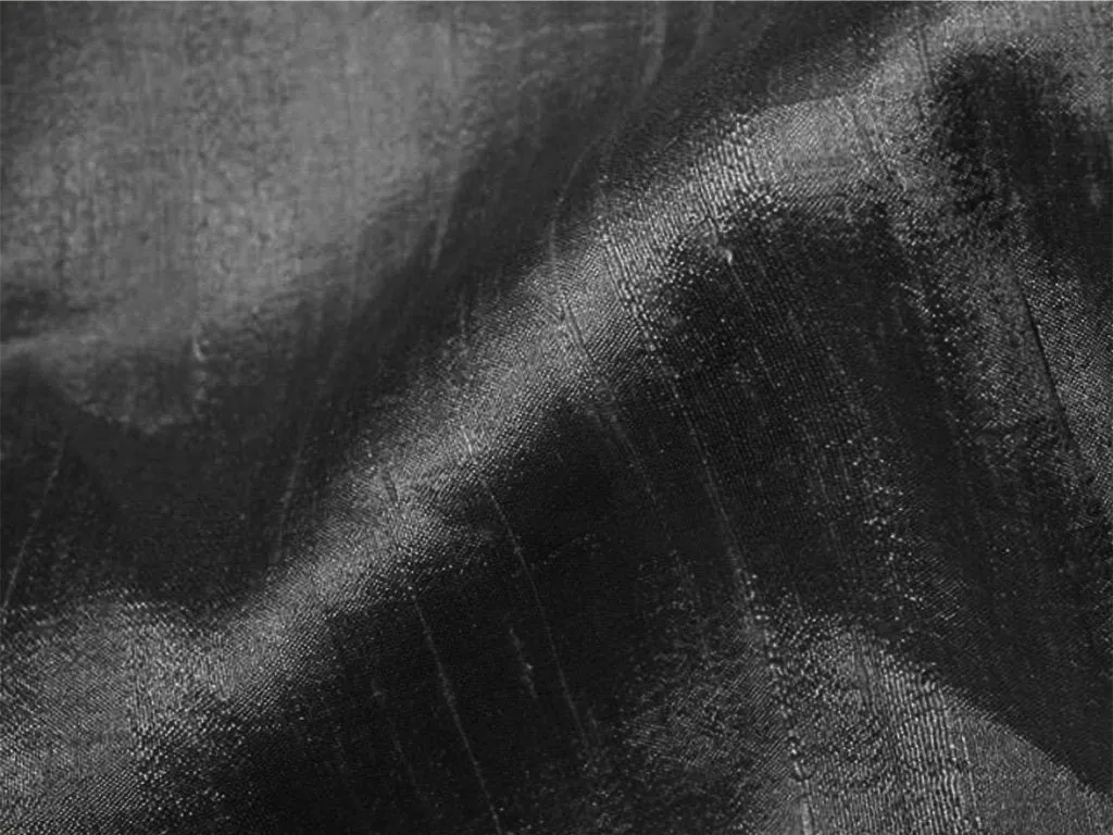 Black Plain Bangalore Raw Silk Fabric