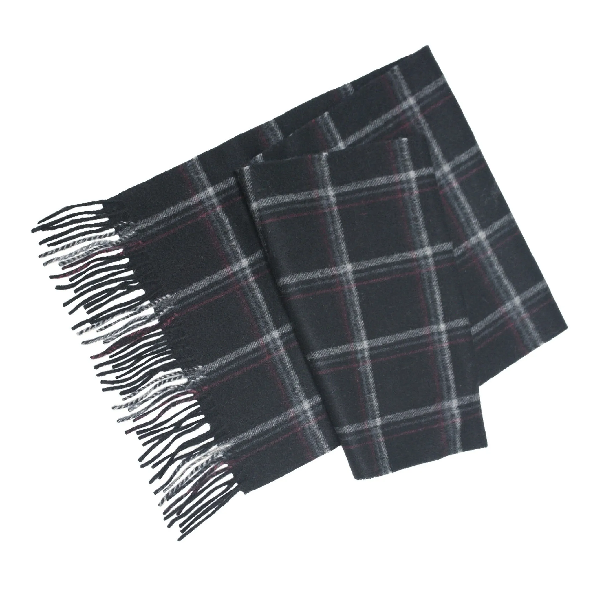 Black Silver Red Cashmere Woven small Check Scarf