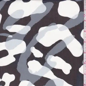 Black/White/Pewter Abstract Silk Chiffon Fabric