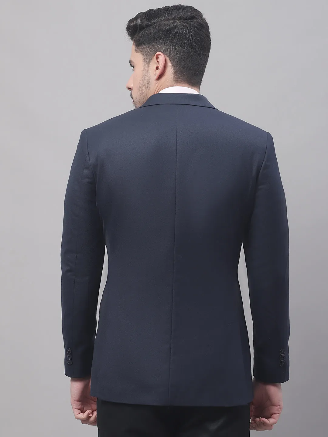 Blue Solid Full Sleeves Formal Blazer For Men