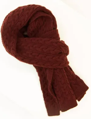 Bugundy Braided Knitted Wool & Cashmere Scarf