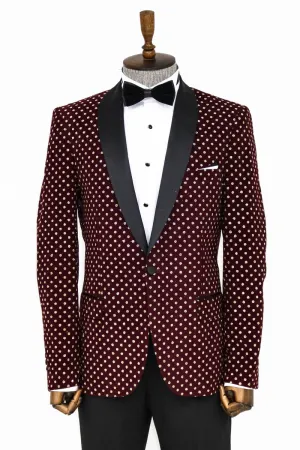 Burgundy with Diamond Pattern Prom Blazer