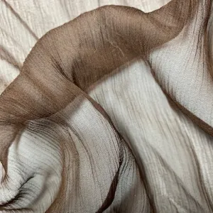 Burnt Brown Silk Crinkle Chiffon Fabric