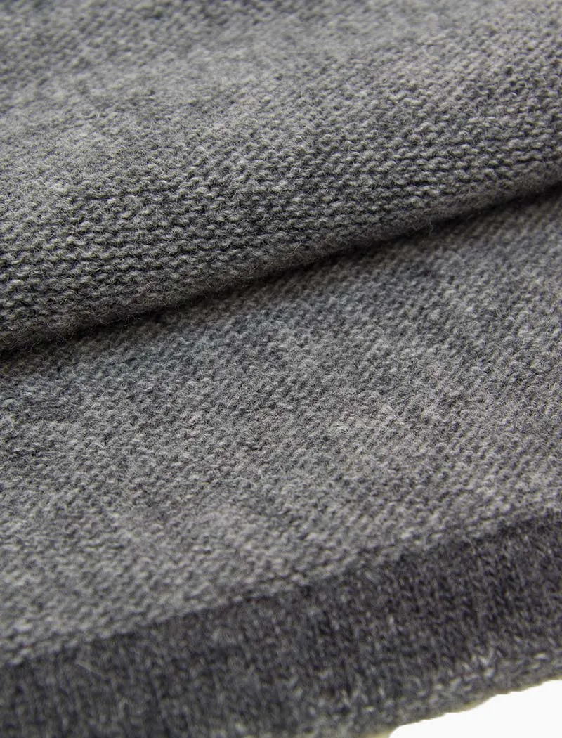 Charcoal & Grey Solid Reversible Knitted Wool & Cashmere Scarf