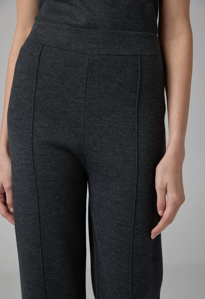 Choice Knitted Straight Fit Solid Pants Anthracite