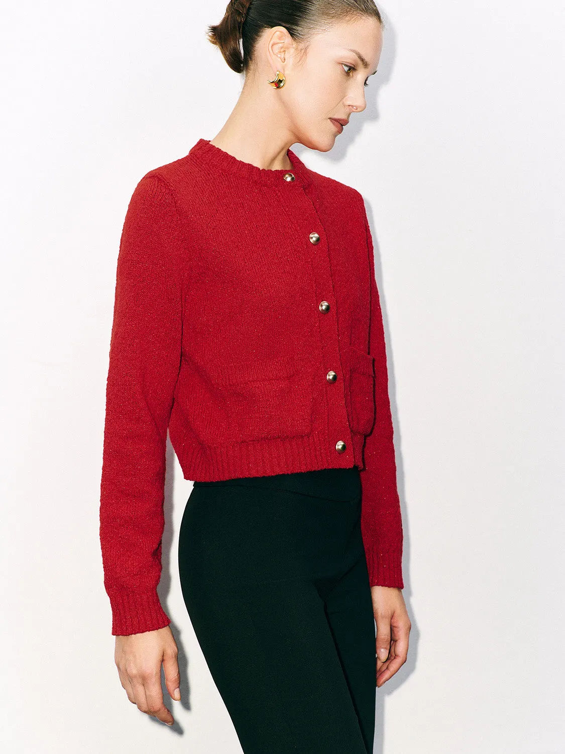 Collared Neck Knitted Cardigans