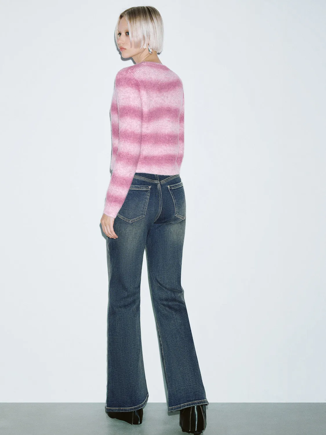 Cropped Striped Knitted Cardigans