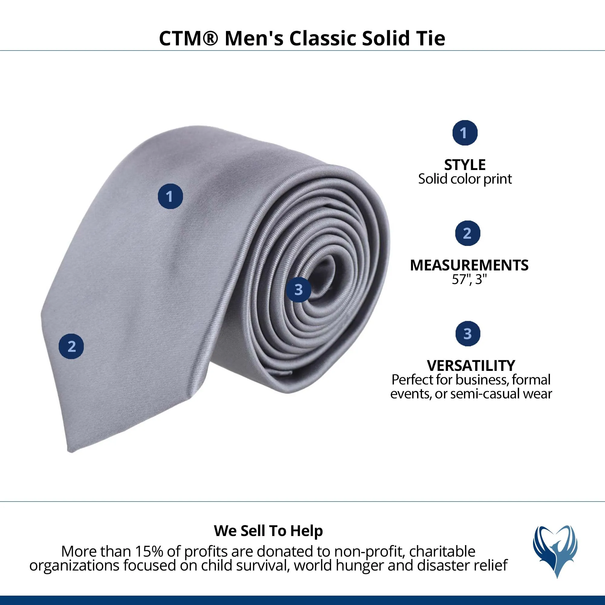 CTM® Men's Classic Solid Tie