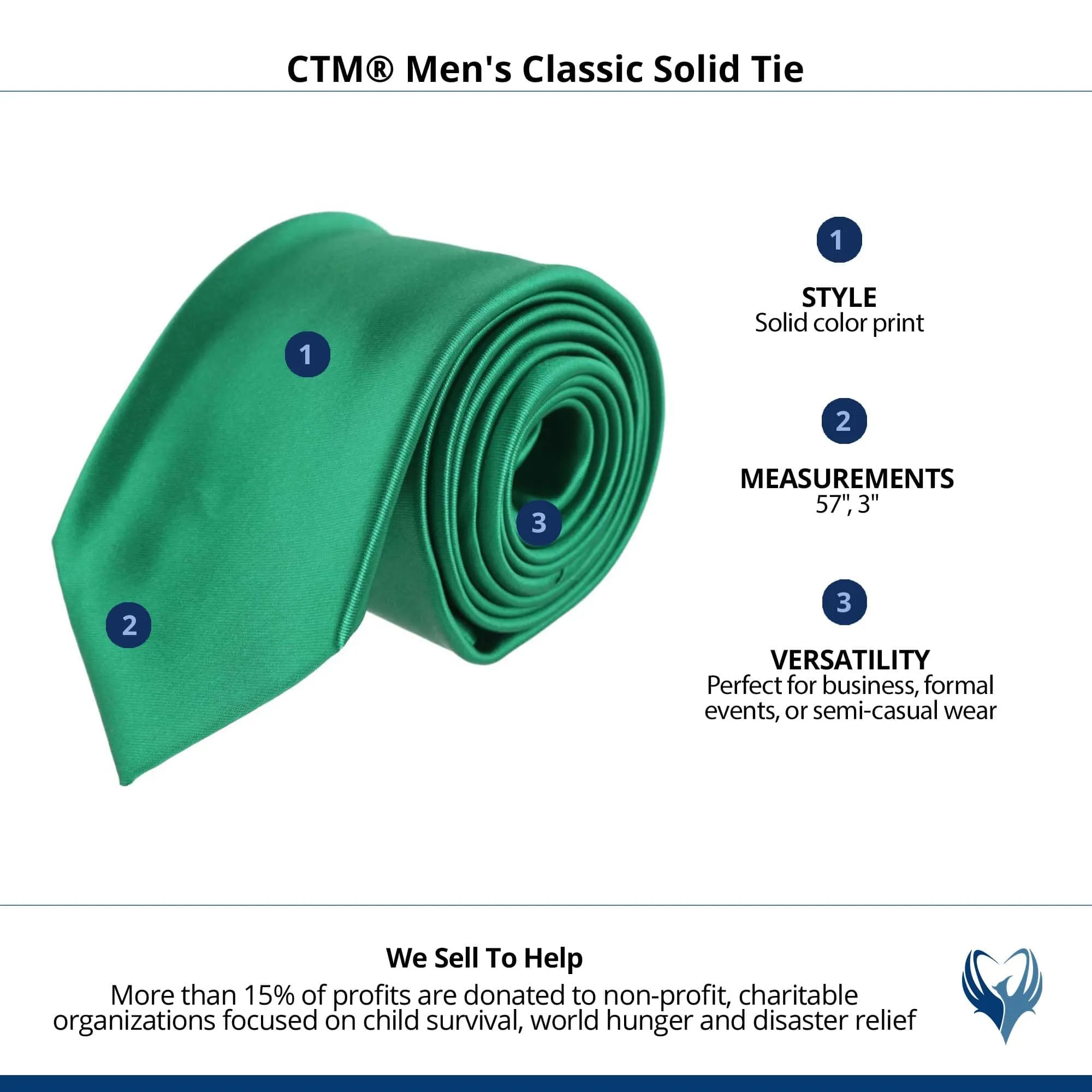 CTM® Men's Classic Solid Tie