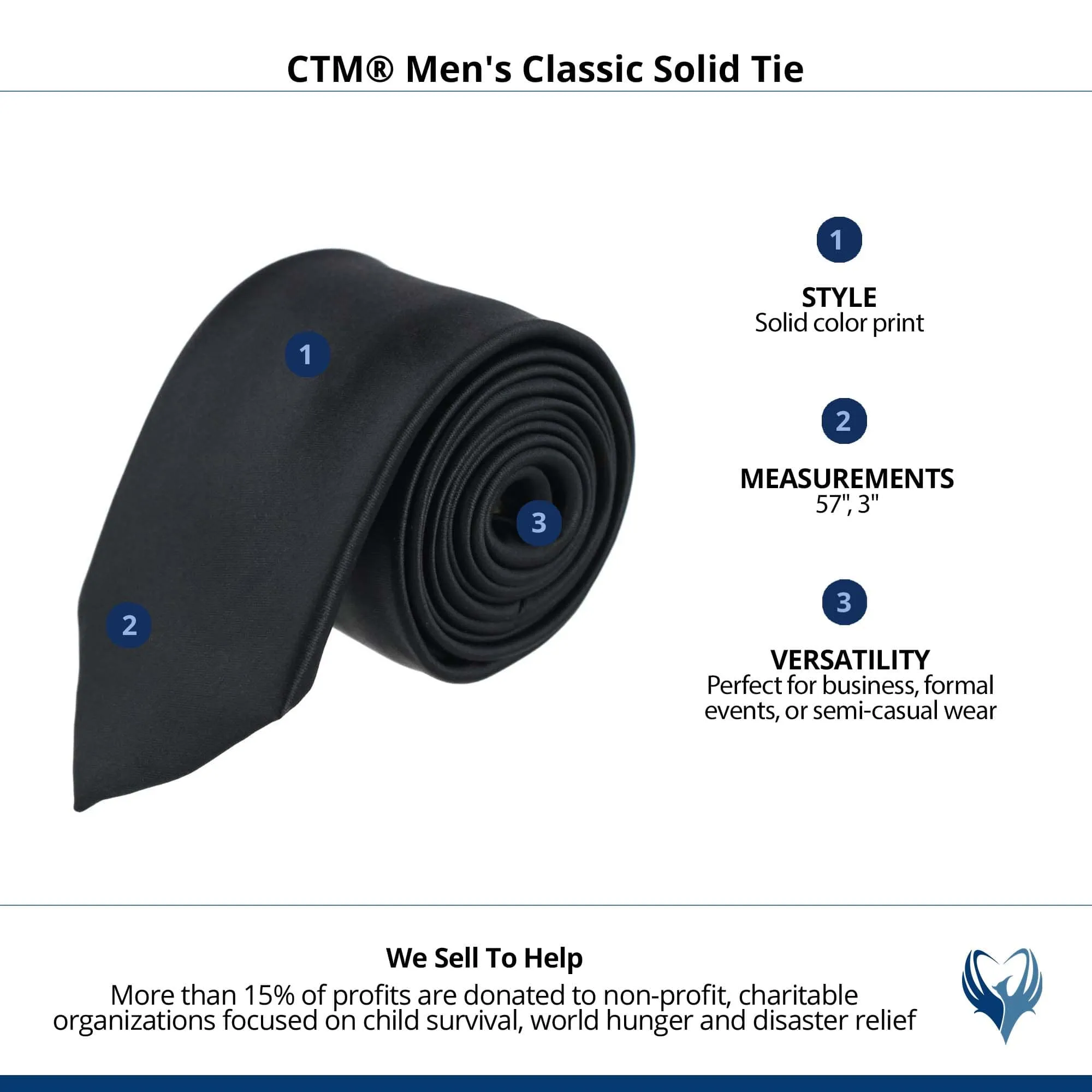 CTM® Men's Classic Solid Tie