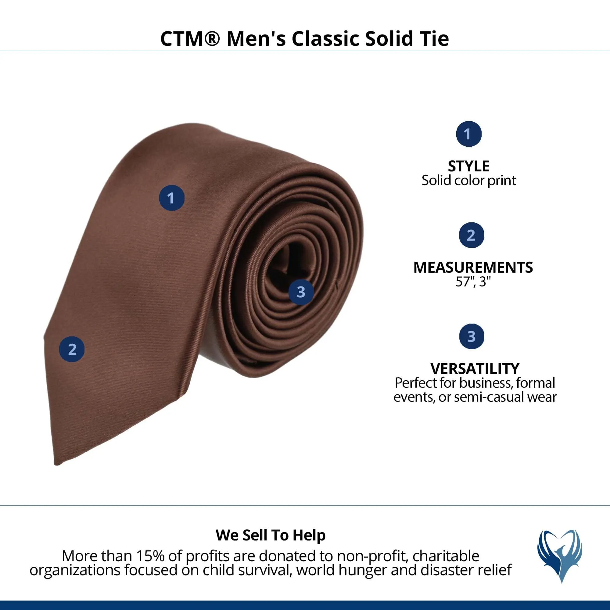 CTM® Men's Classic Solid Tie