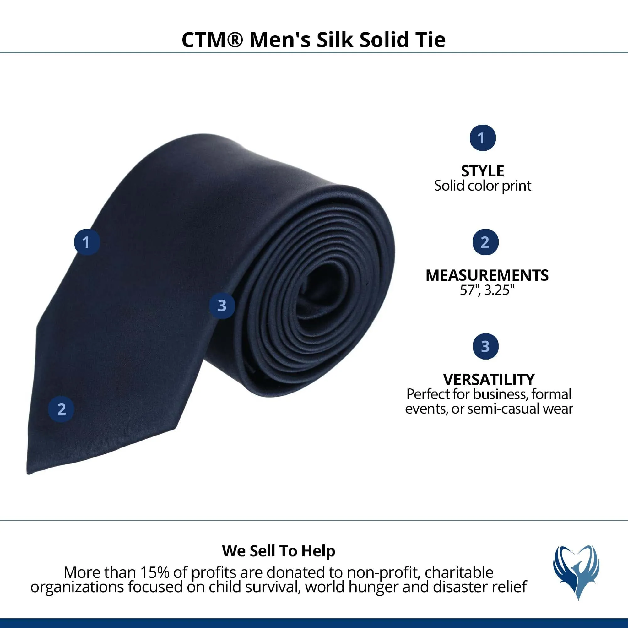 CTM® Men's Silk Solid Tie