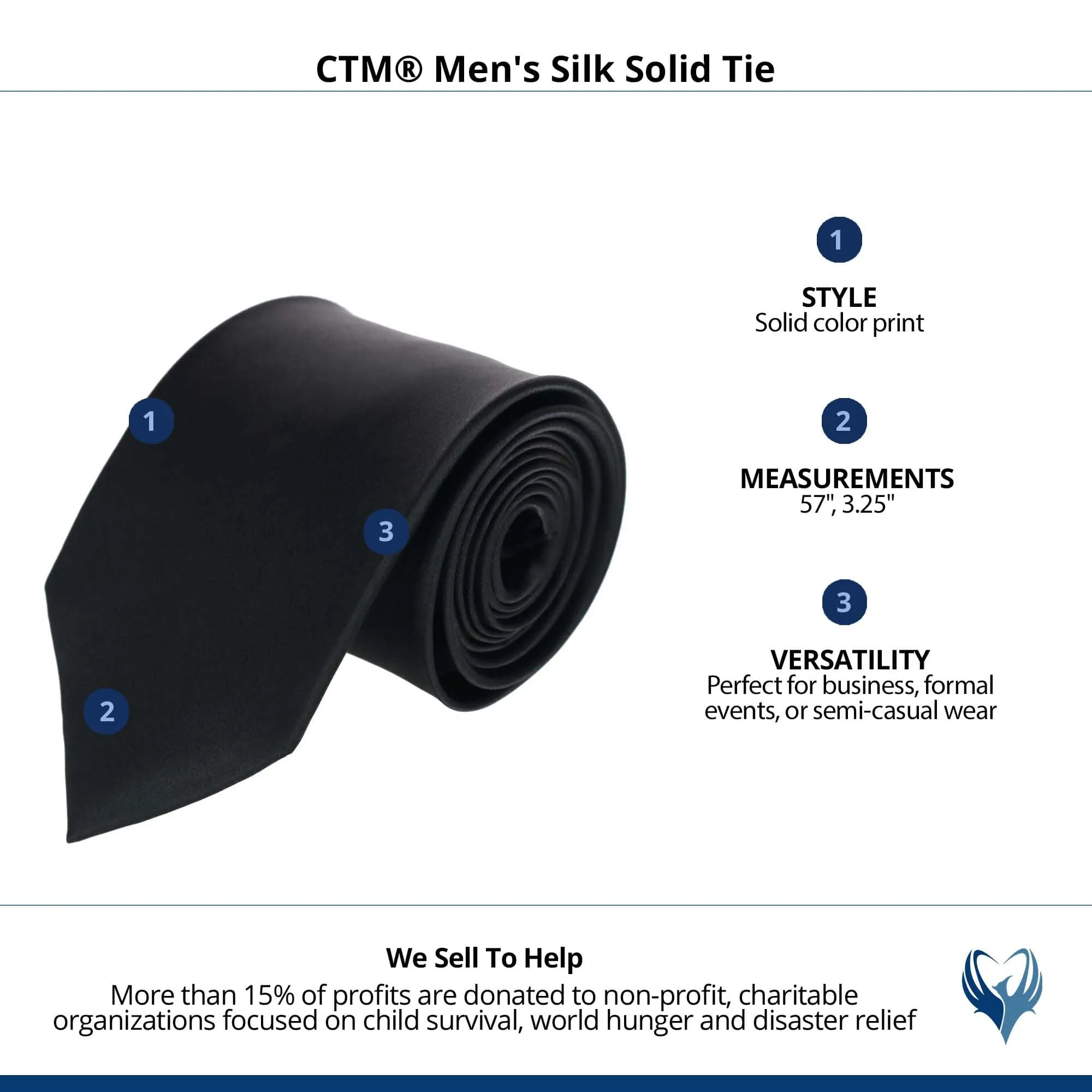 CTM® Men's Silk Solid Tie