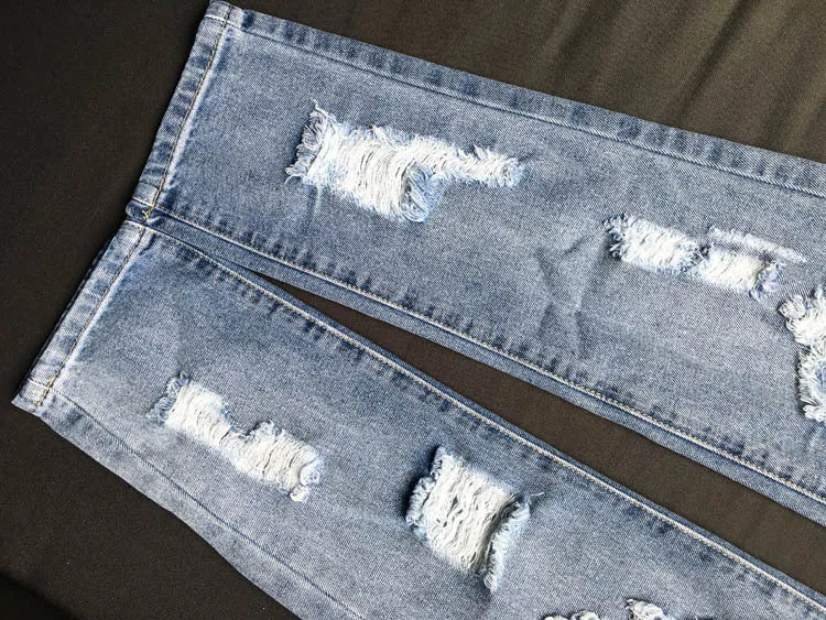 Distressed Faded Jeans Ripped Holes Skinny Jean Pants Boho Denim Festival Leggings Sizes XS Small Medium Large XL Or Plus Size XXL 2X You Choose