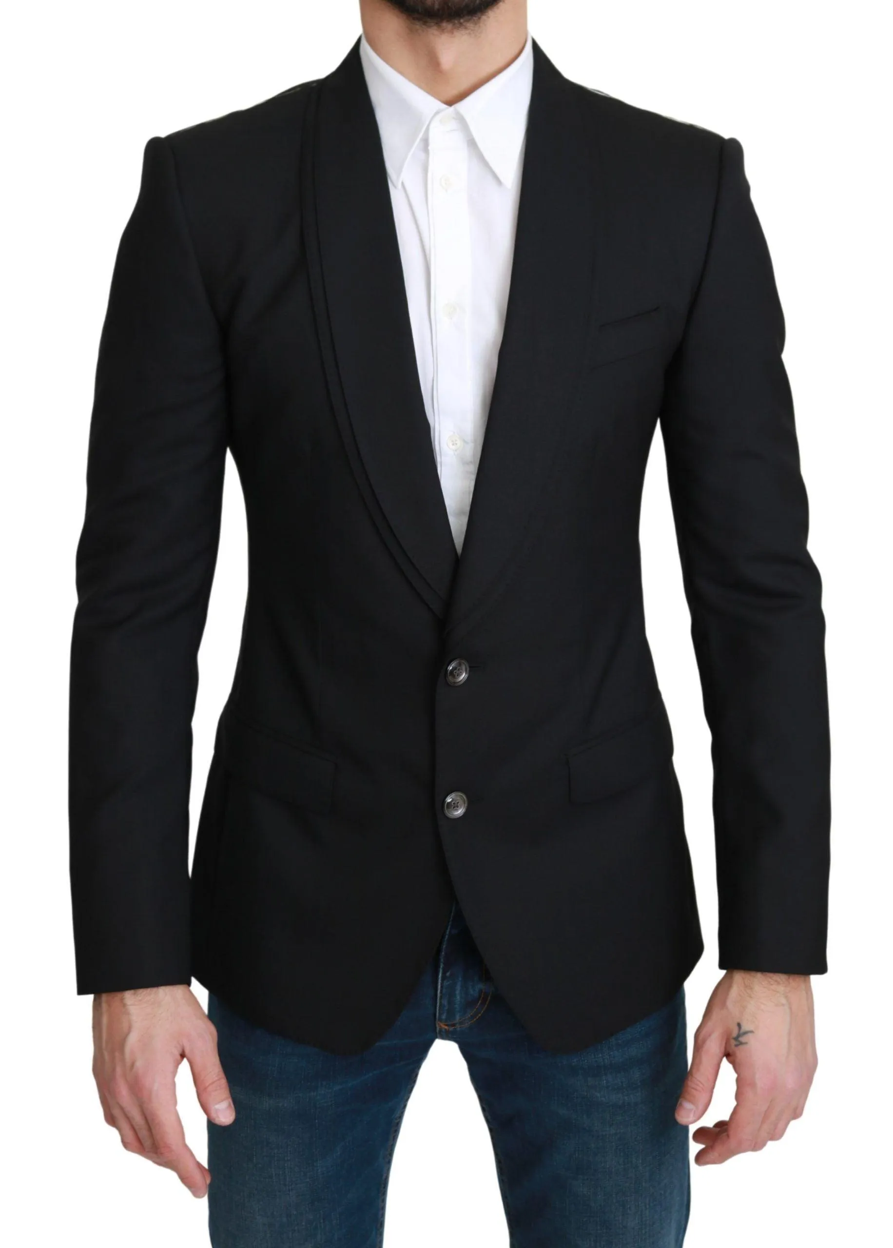 Dolce & Gabbana Black Single Breasted Formal Wool Blazer