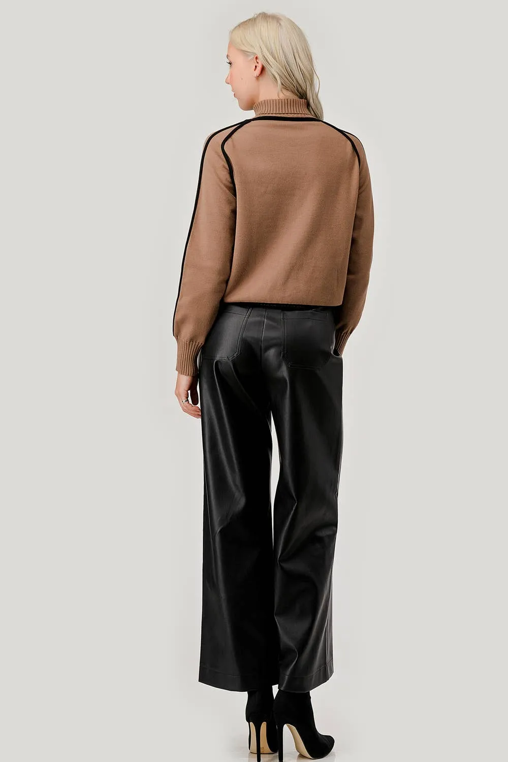 Faux Leather Wide-Leg Pants