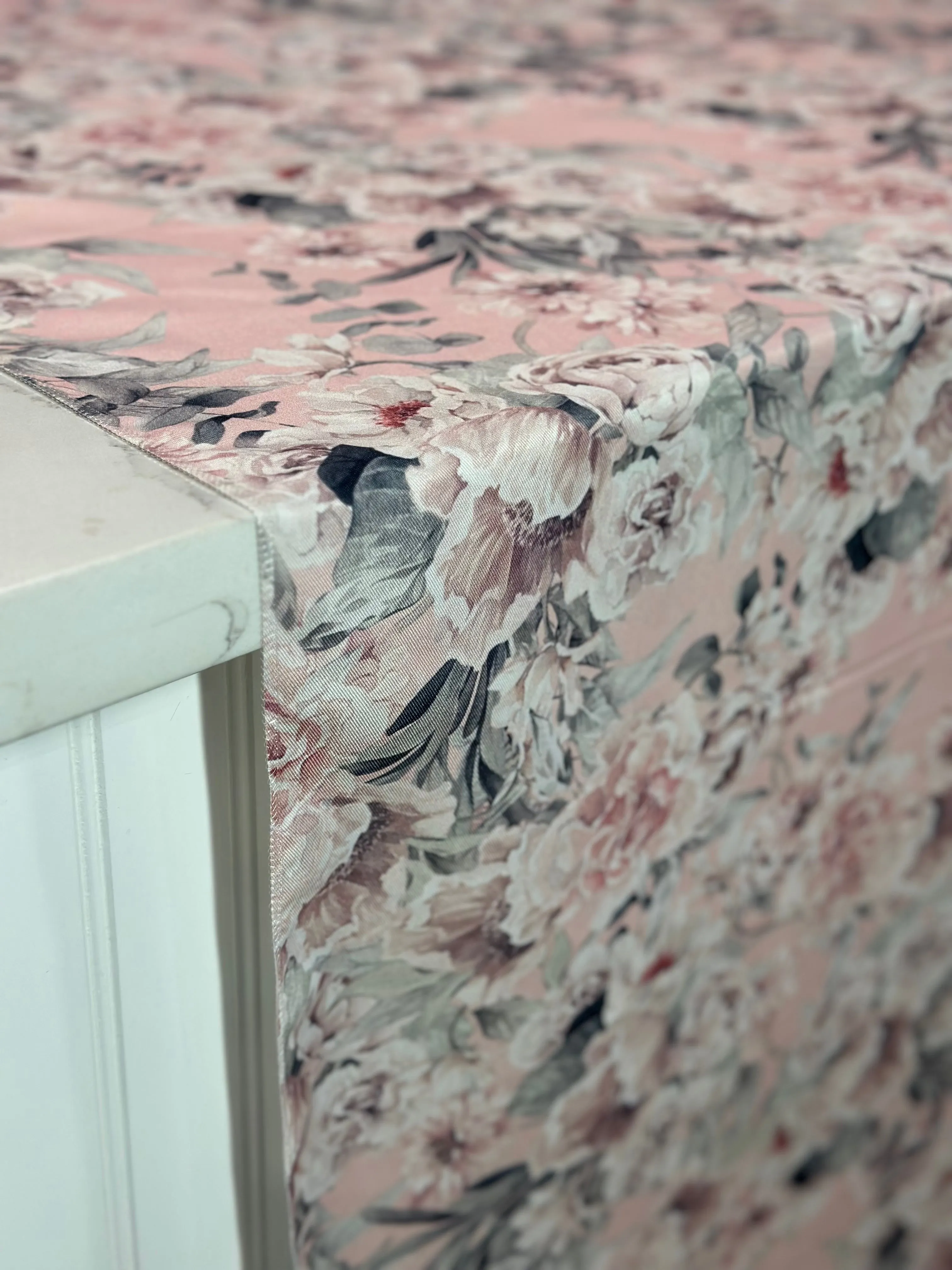 Floral Dusk (Poly Print) Table Linen in Blush