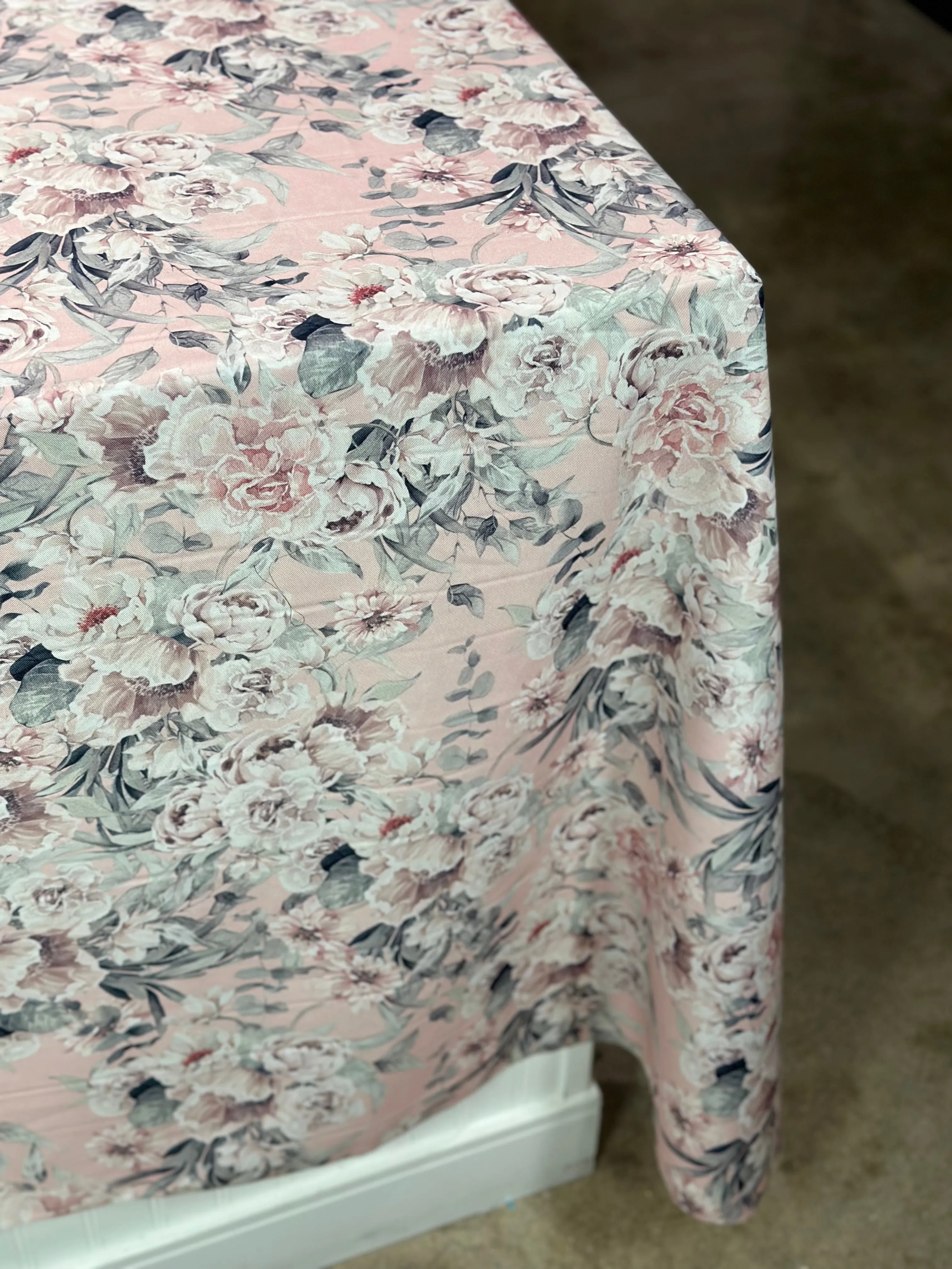 Floral Dusk (Poly Print) Table Linen in Blush