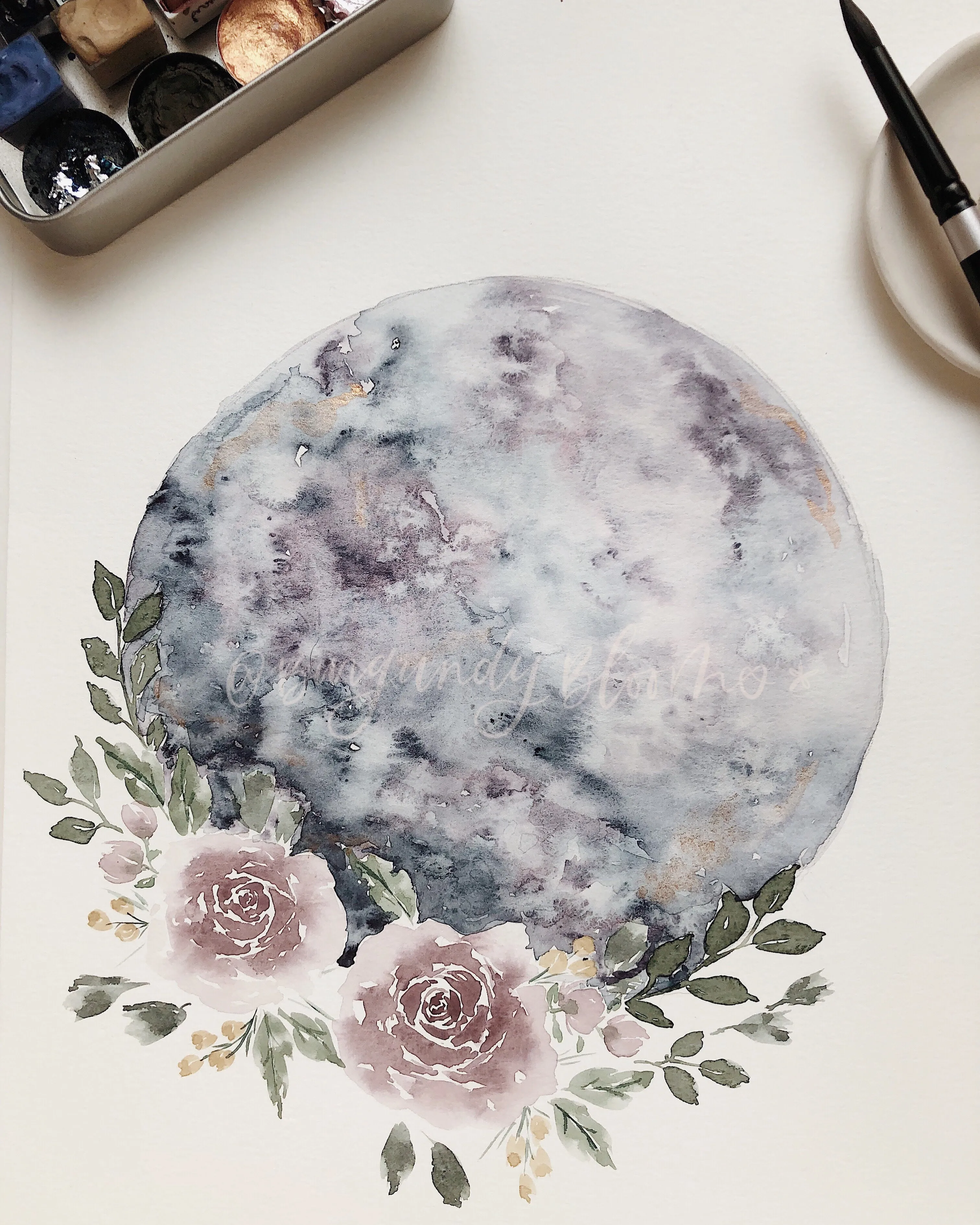 Floral Moon Print