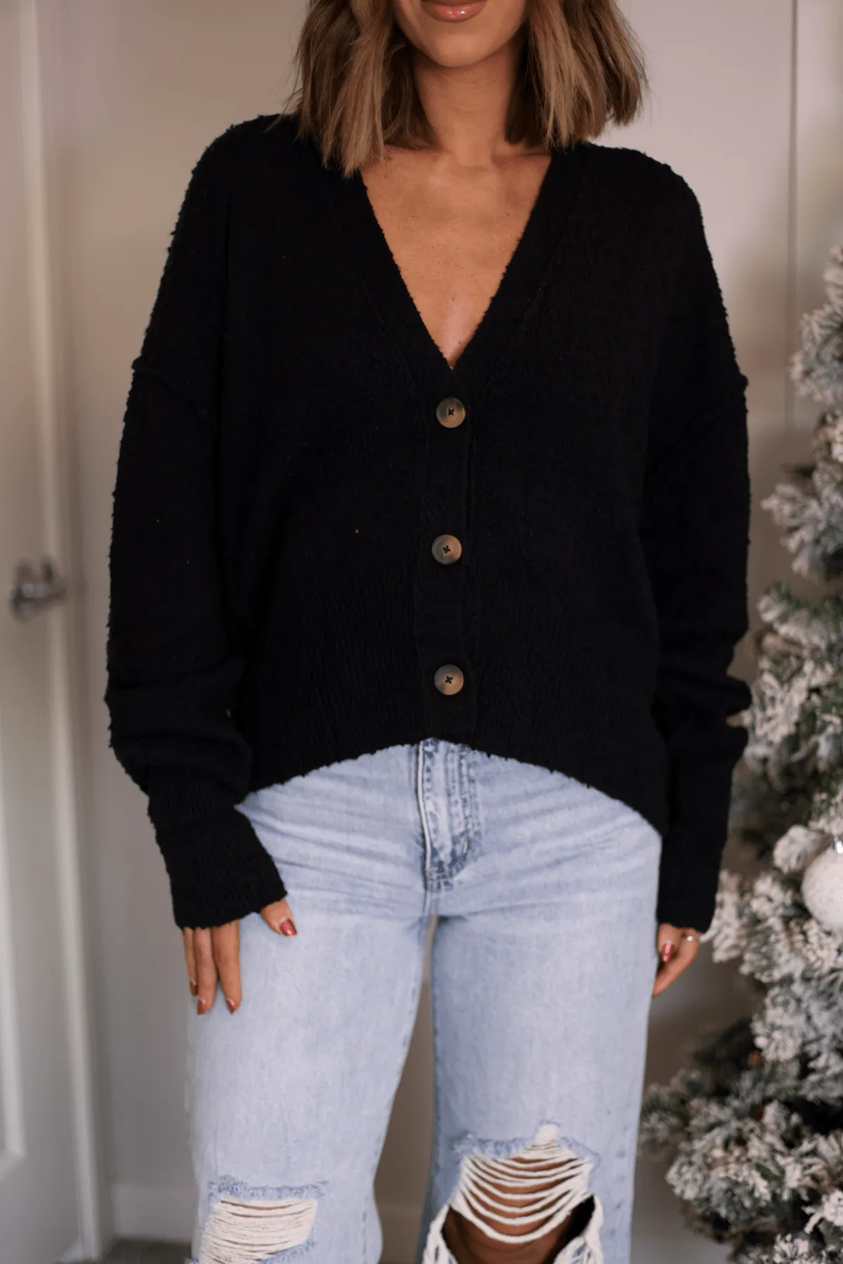 Free People Black Found My Friend Cardigan