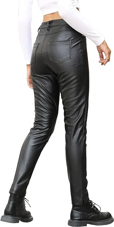 Giolshon Faux Leather Leggings Women High Waisted Tights Stretchy