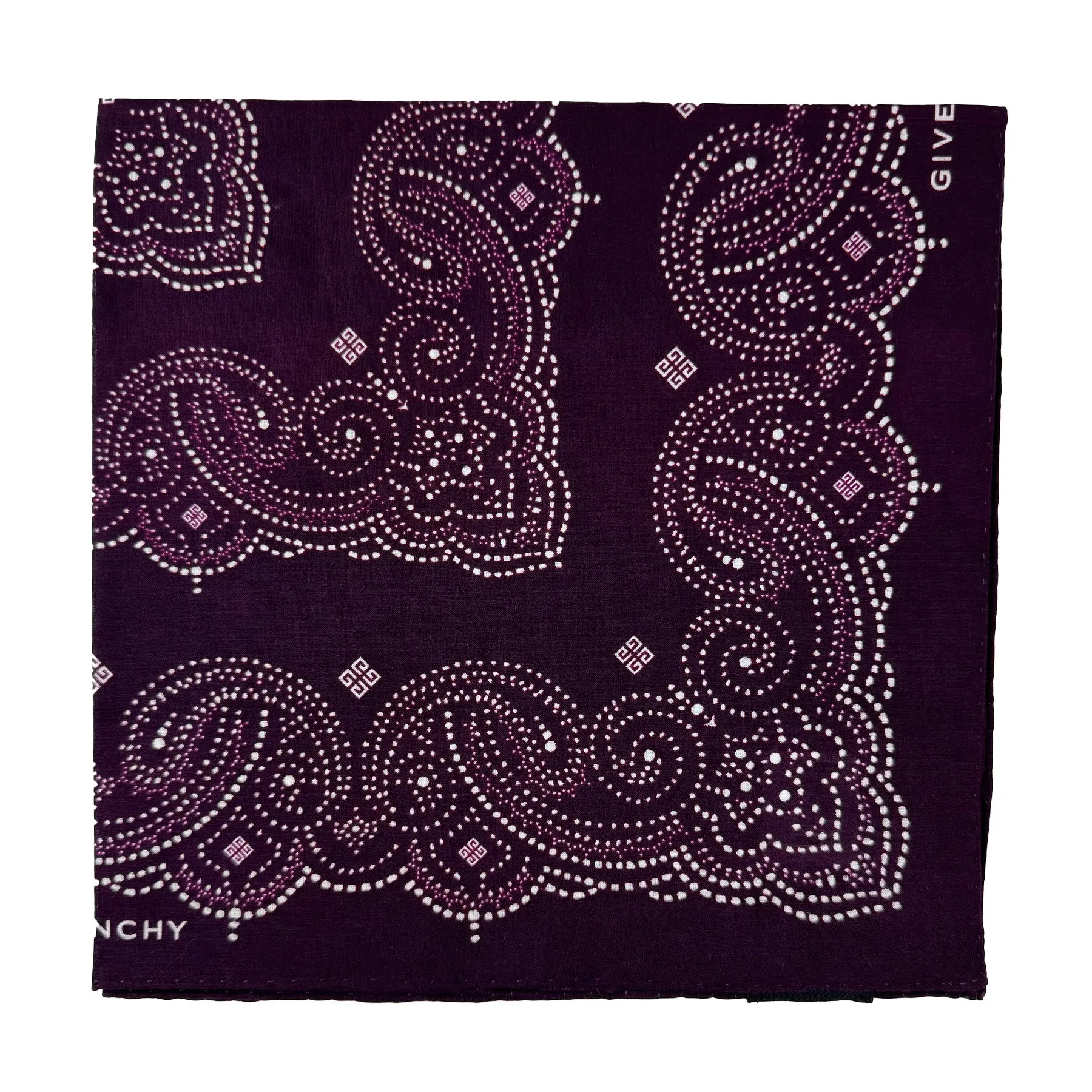 Givenchy Small Scarf Purple Paisley - Cotton Square Bandana FINAL SALE