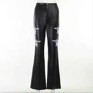 Goth Women Black Leather Pant