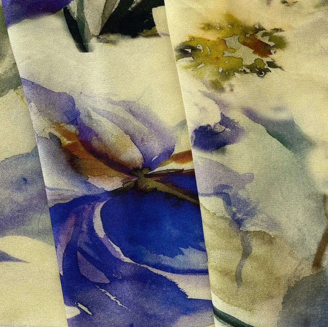 Graceful Bearded Irises Silk Crepe de Chine (Made in Italy)