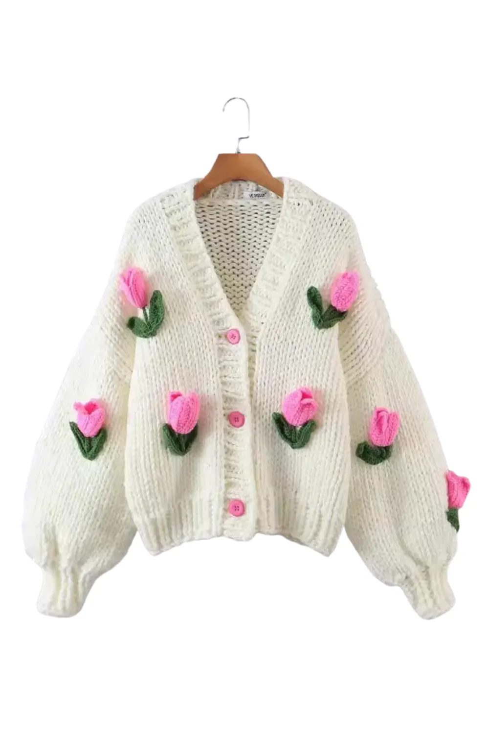 'Heather' Tulip Hand-Knitted Cardigan (2 Colors)