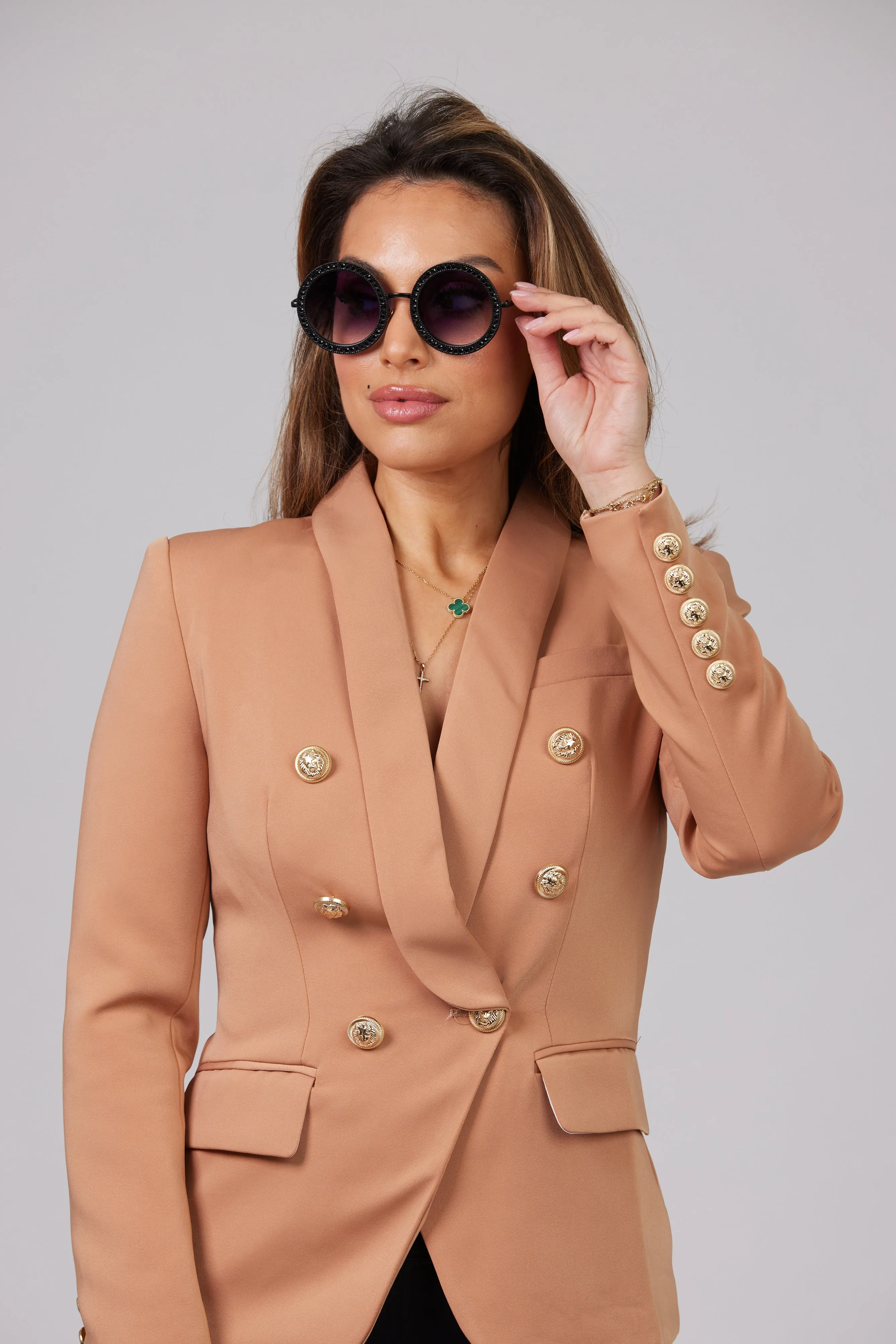 ICONIC CAMEL WITH GOLD BUTTON BLAZER