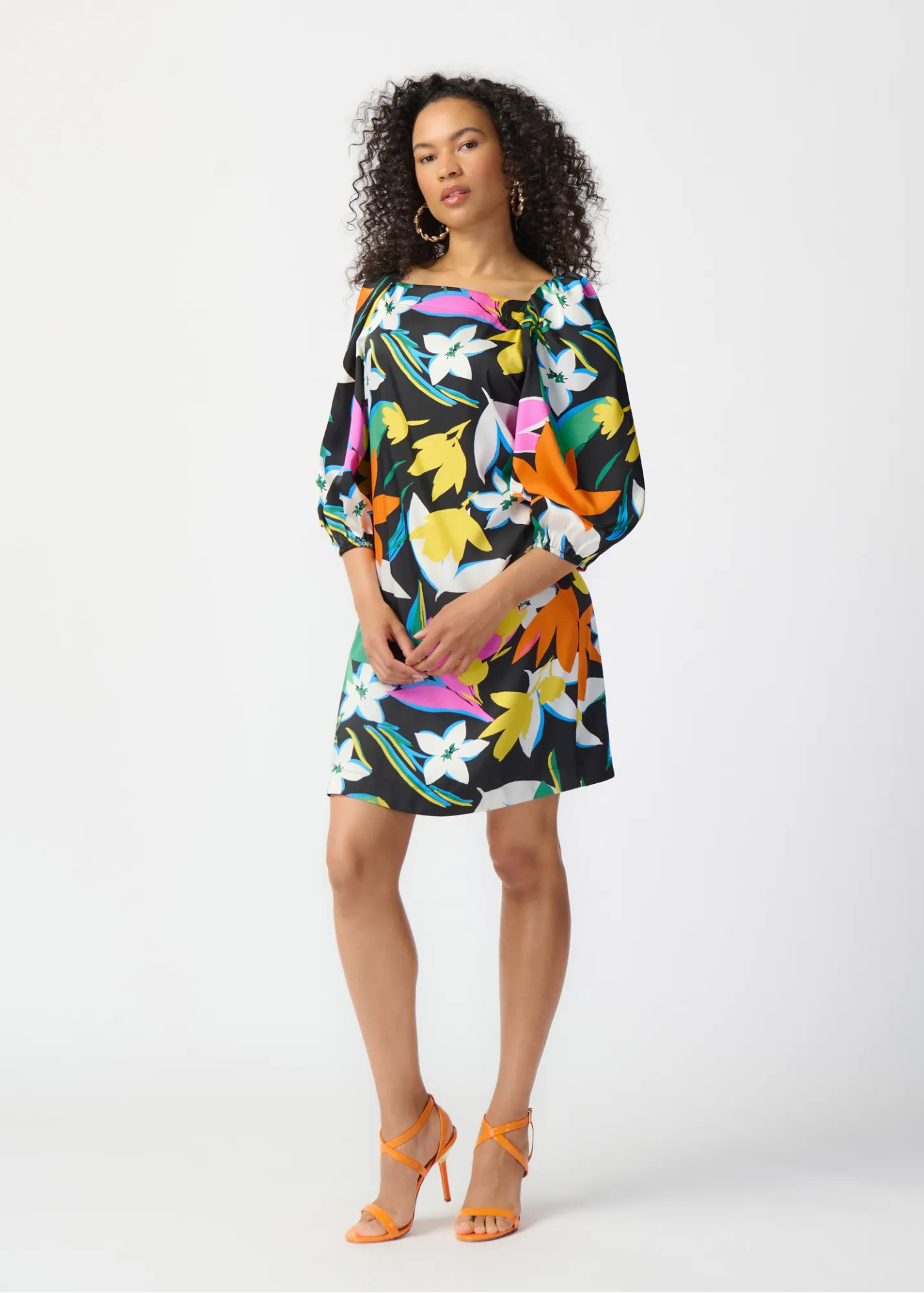 Joseph Ribkoff Floral Print Satin Dress