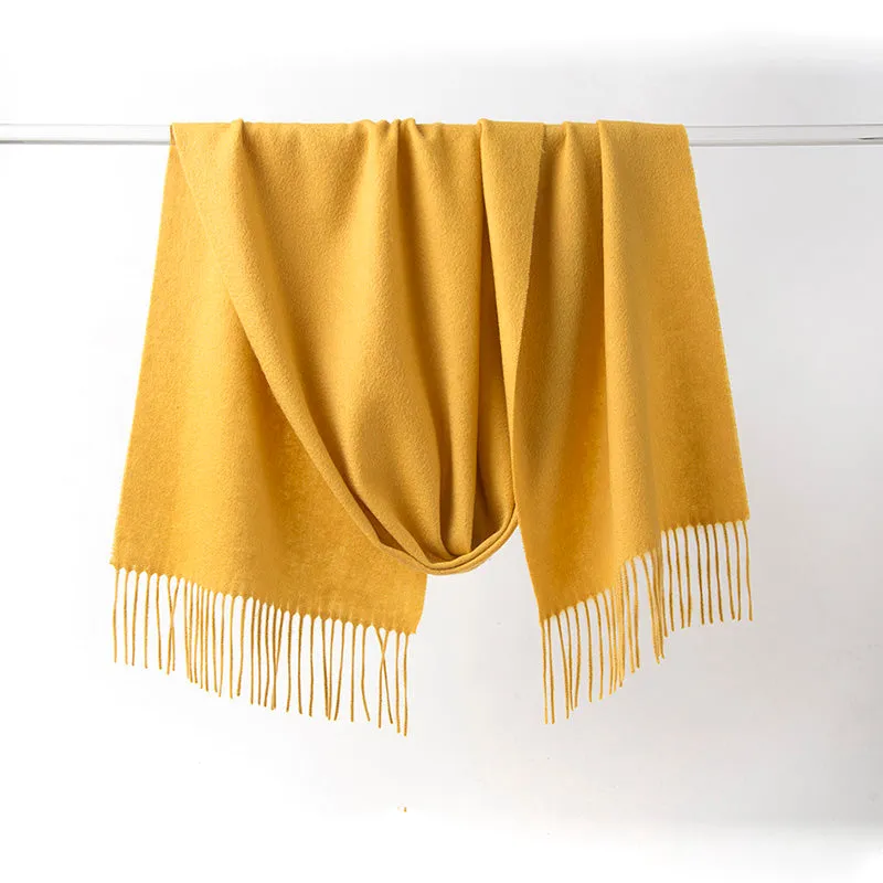 Lambswool Scarf Woven Plain Yellow