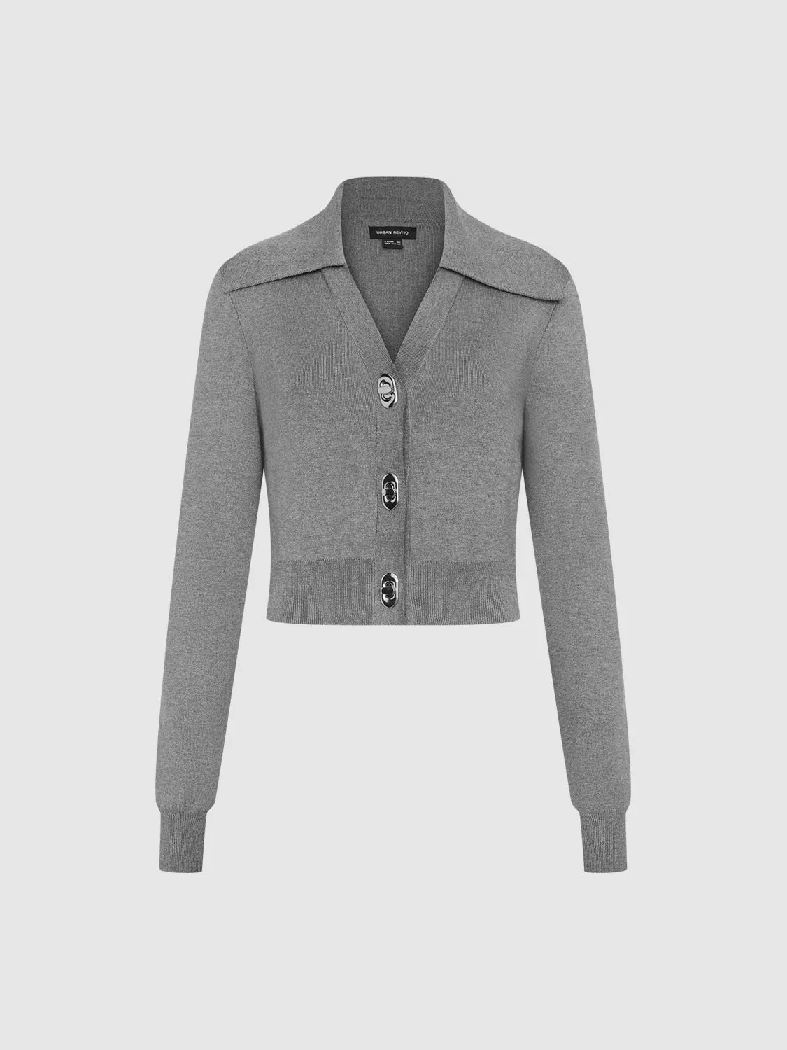 Lapel Button Up Cropped Knitted Cardigans