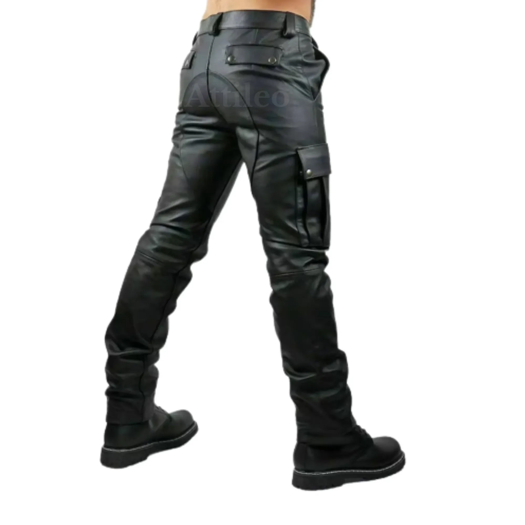 Leather Cargo Pants for Men