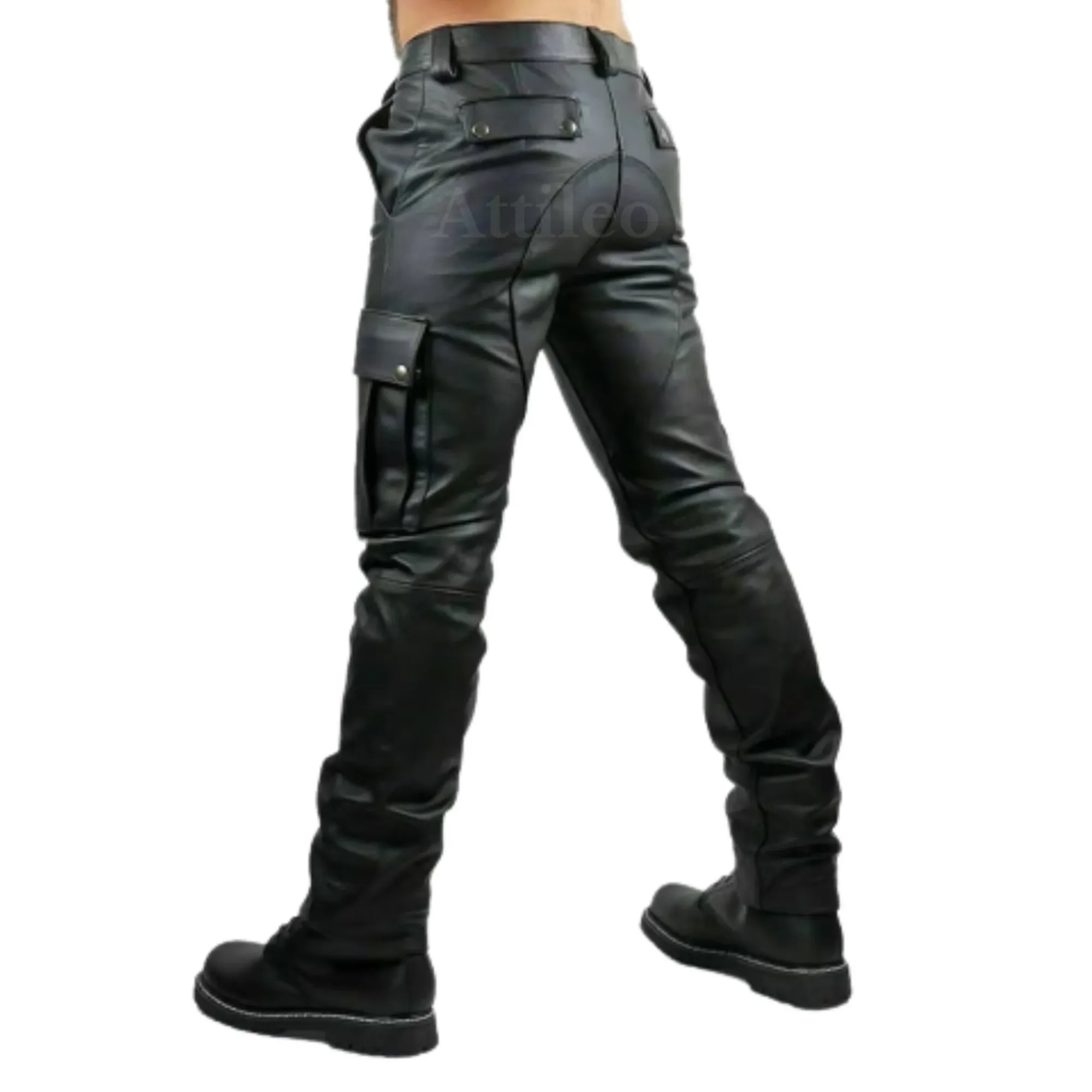 Leather Cargo Pants for Men