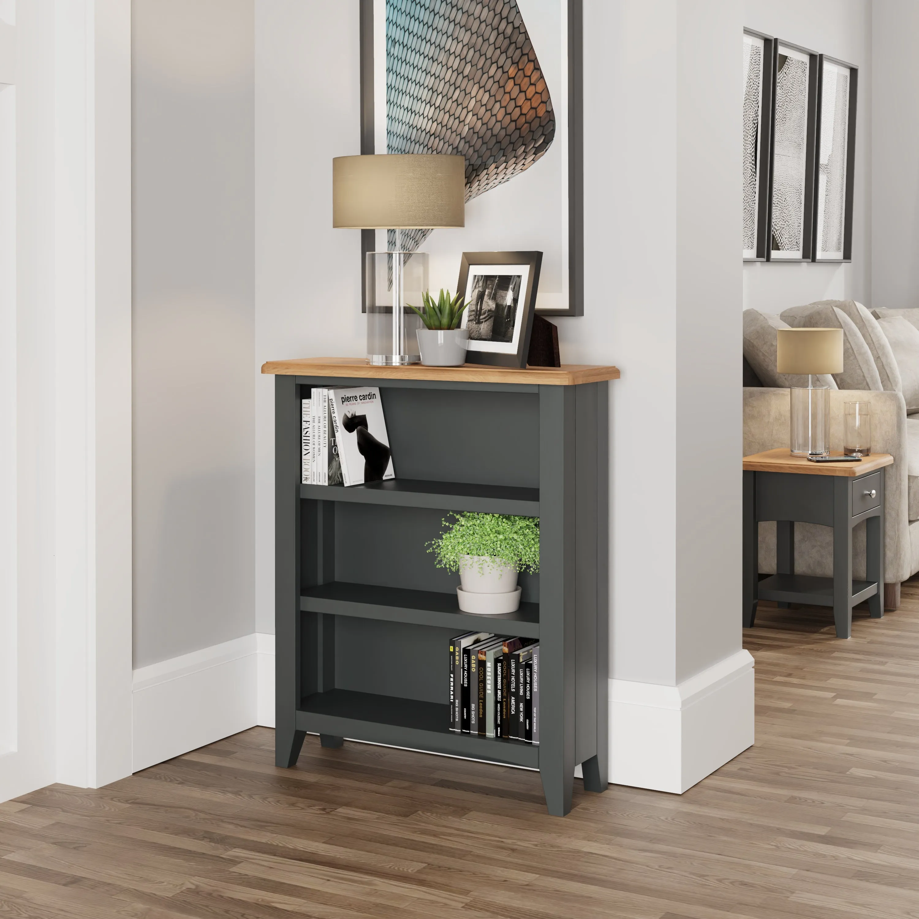 Malmesbury Grey Bookcase Small Wide 70 x 22 x 82 cm