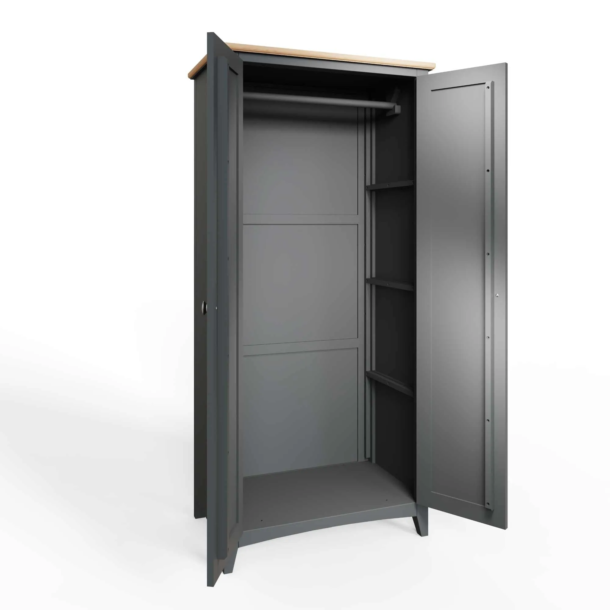 Malmesbury Grey Wardrobe 2 Door Full Hanging 85 x 52 x 180 cm