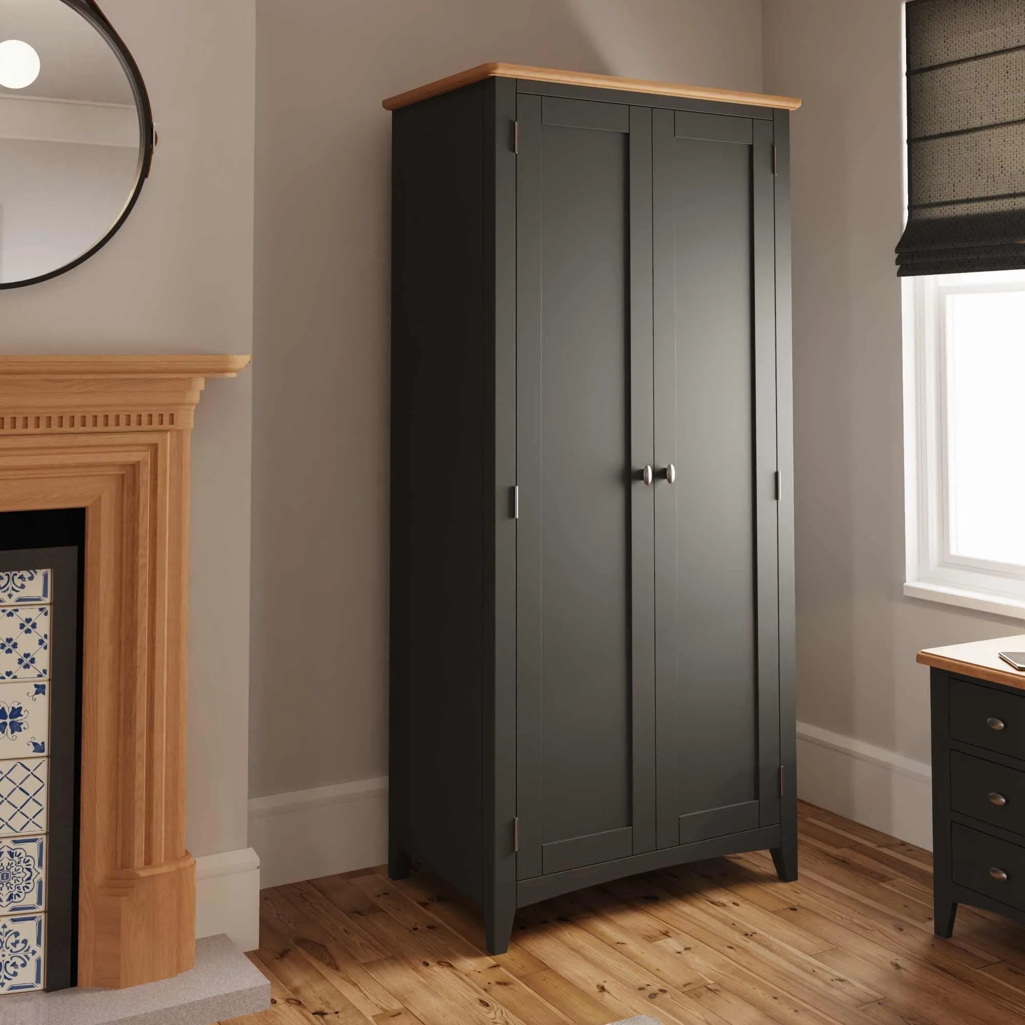 Malmesbury Grey Wardrobe 2 Door Full Hanging 85 x 52 x 180 cm