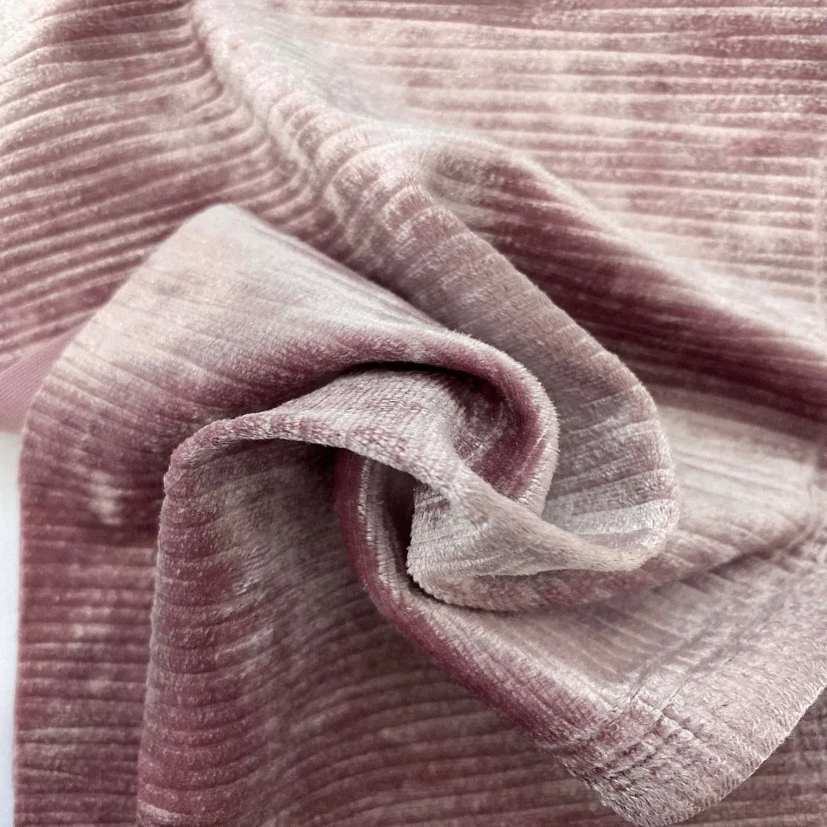 Mauve Pink Corduroy Stretch Velvet Fabric