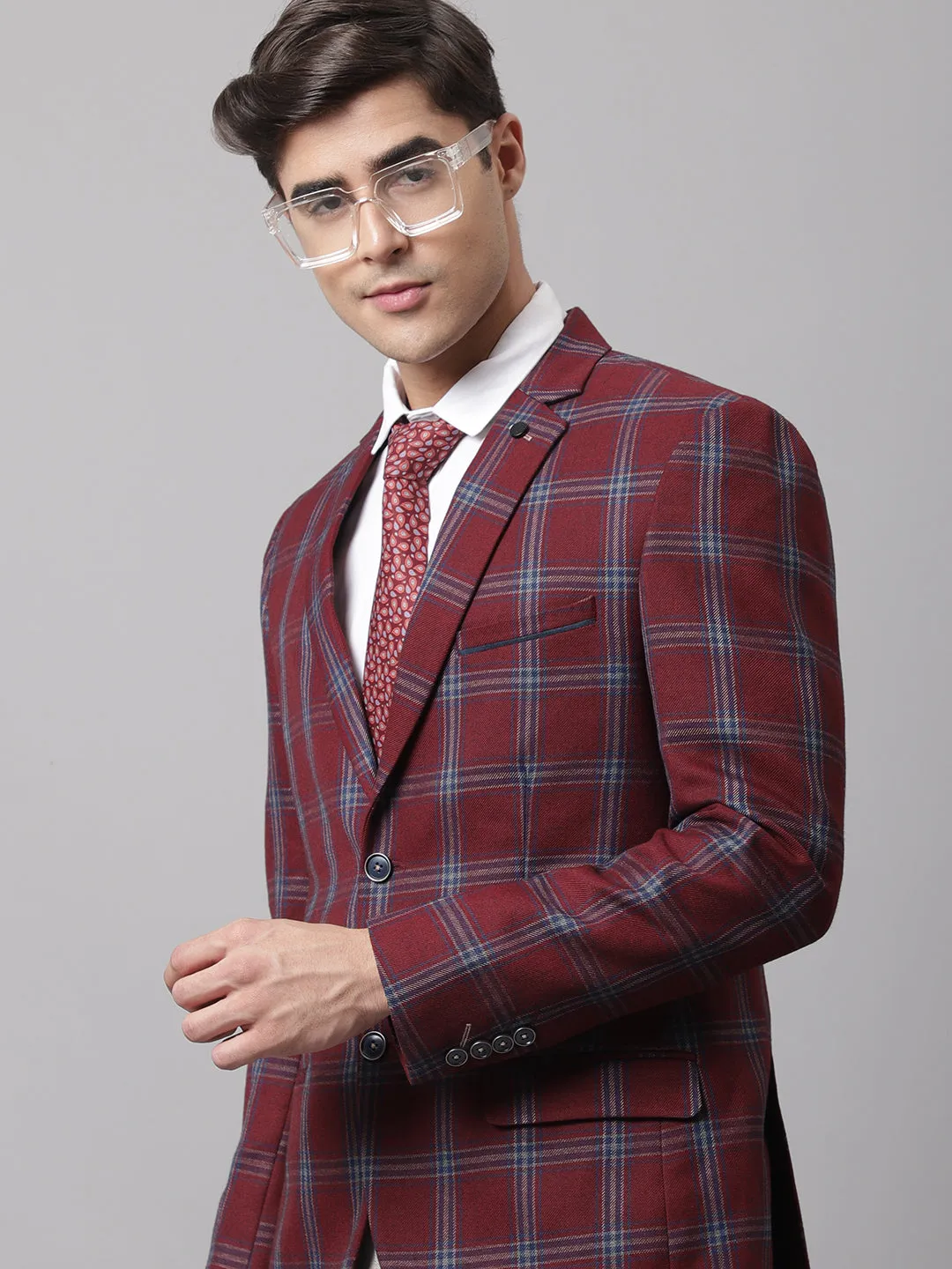 Men Maroon Formal Blazer