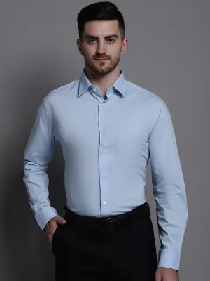 Men's Light Blue Formal Plain Stretch Full Sleeve Shirt